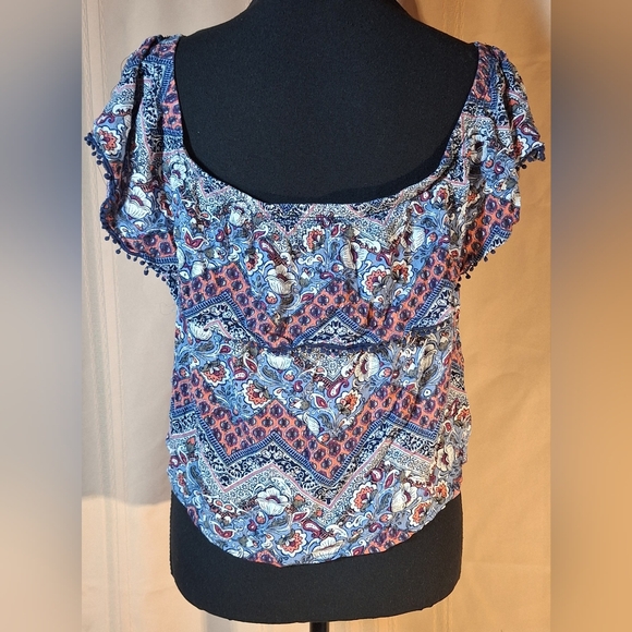 BONGO Floral Off-Shoulder Top - Blue and Red - Picture 4 of 6